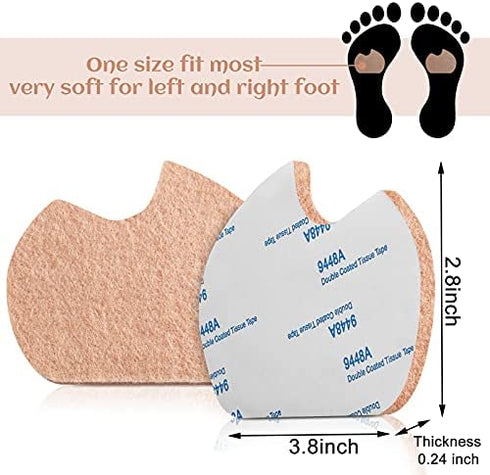 SATINIOR 24 Pieces Foot Pads for Dancer Sesamoiditis Pads for Ball of feet Pain Felt Forefoot Cushion Pads Self-Adhesive Foot Cushion Pads for Men Women Dancing Pain Relief (Beige)